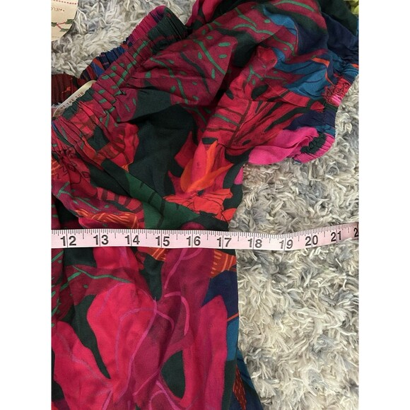 Farm Rio Off Shoulder Dress Coverup Anthropologie Tropical Leaf Tiered Siz M NEW - Picture 10 of 10